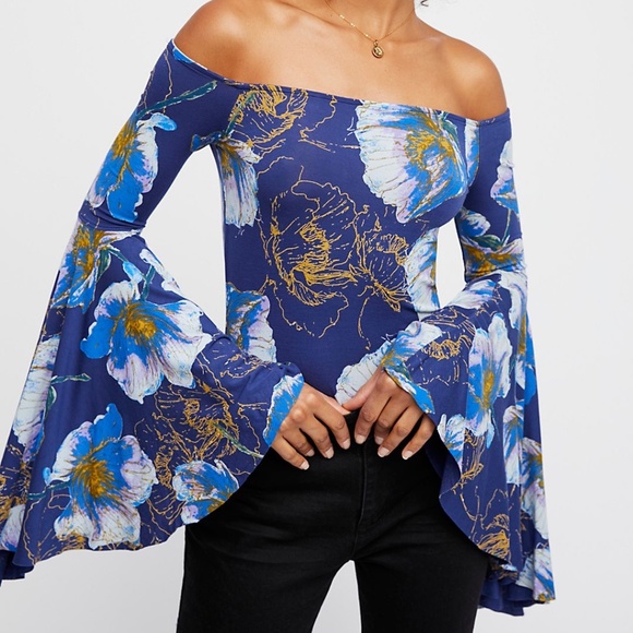 We The Free Tops - WE THE FREE Printed Birds Of Paradise Bell Sleeve